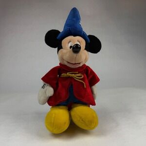 Disney Sorcerer Mickey Mouse Plush Fantasia Wizard Hat Red Robe Collectible